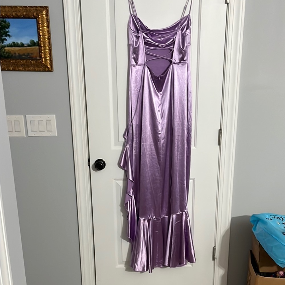 Elegant Lavender Satin Dress